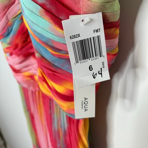 NWT Aqua Formal Multi Color Pleated Gown Size 6 - Picture 13 of 13